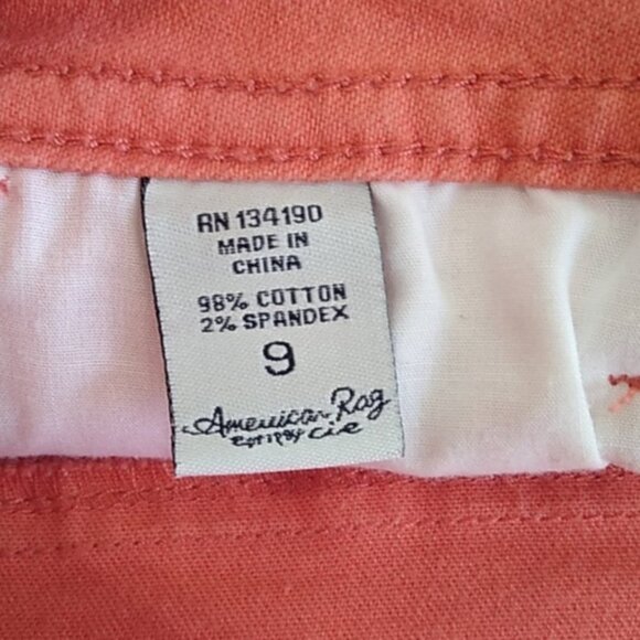 American Rag Distressed Burnt Orange Denim Shorts - Picture 8 of 13